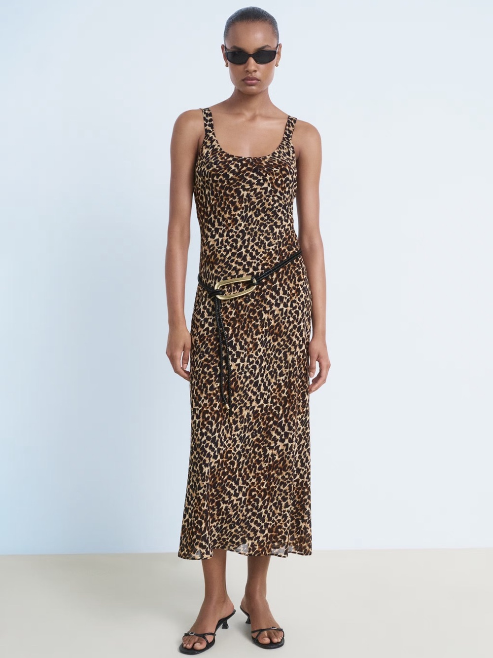 Mango Leopard-Print midi dress NWT